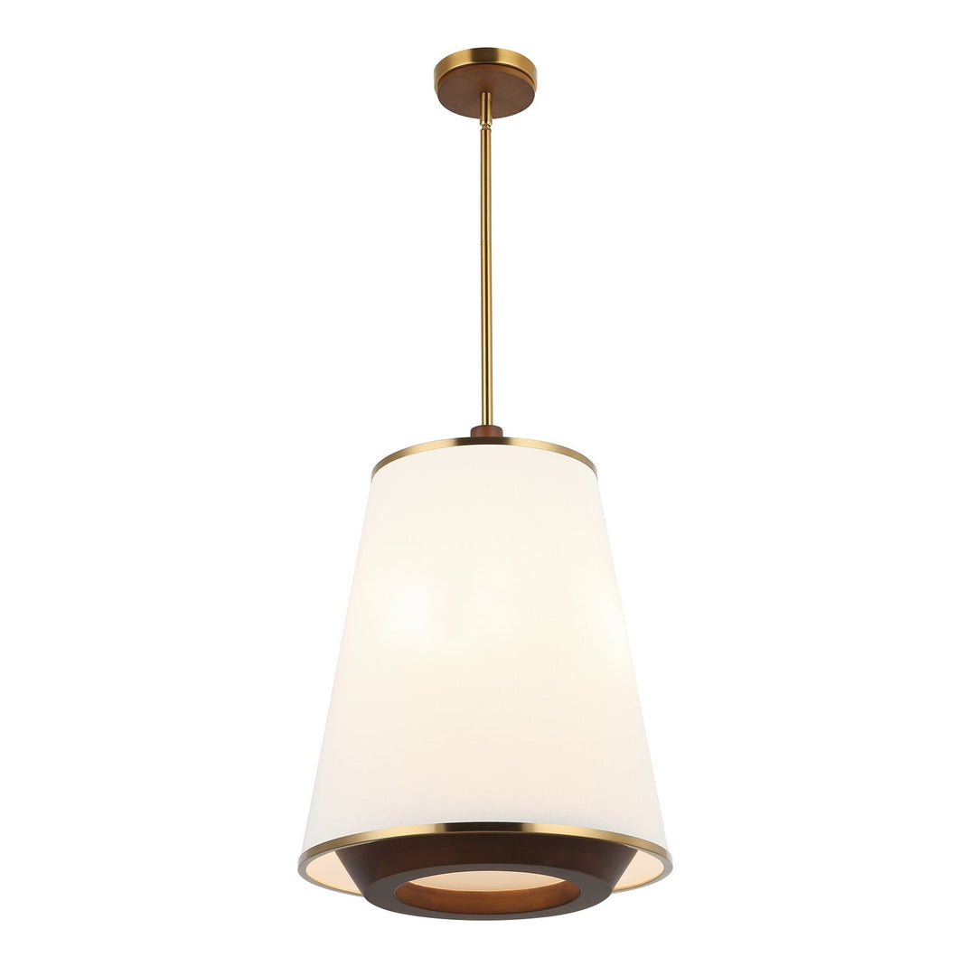 Desert Flyer Three Light Foyer Pendant in Satin Brass/Medium Walnut Varaluz