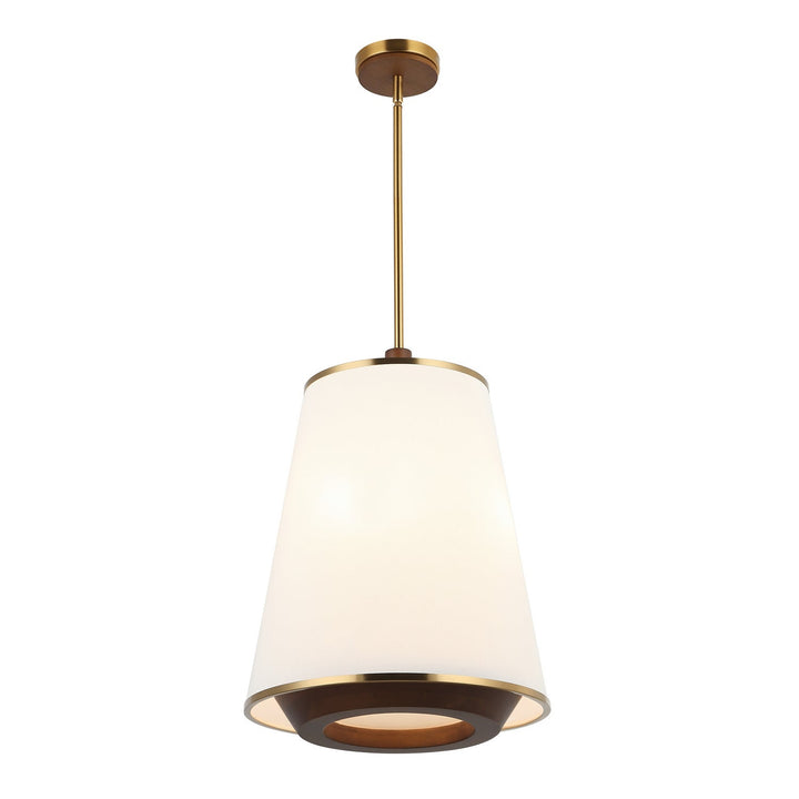 Desert Flyer Three Light Foyer Pendant in Satin Brass/Medium Walnut Varaluz
