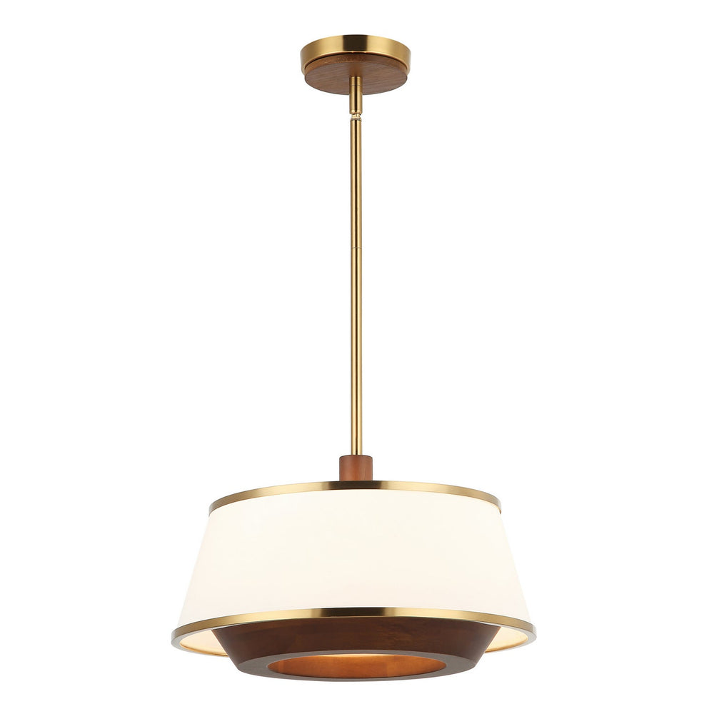 Desert Flyer Three Light Convertible Pendant/Semi-Flush in Satin Brass/Medium Walnut Varaluz