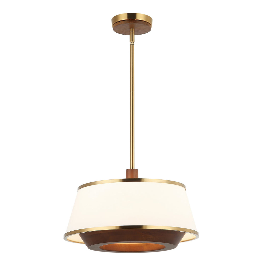Desert Flyer Three Light Convertible Pendant/Semi-Flush in Satin Brass/Medium Walnut Varaluz