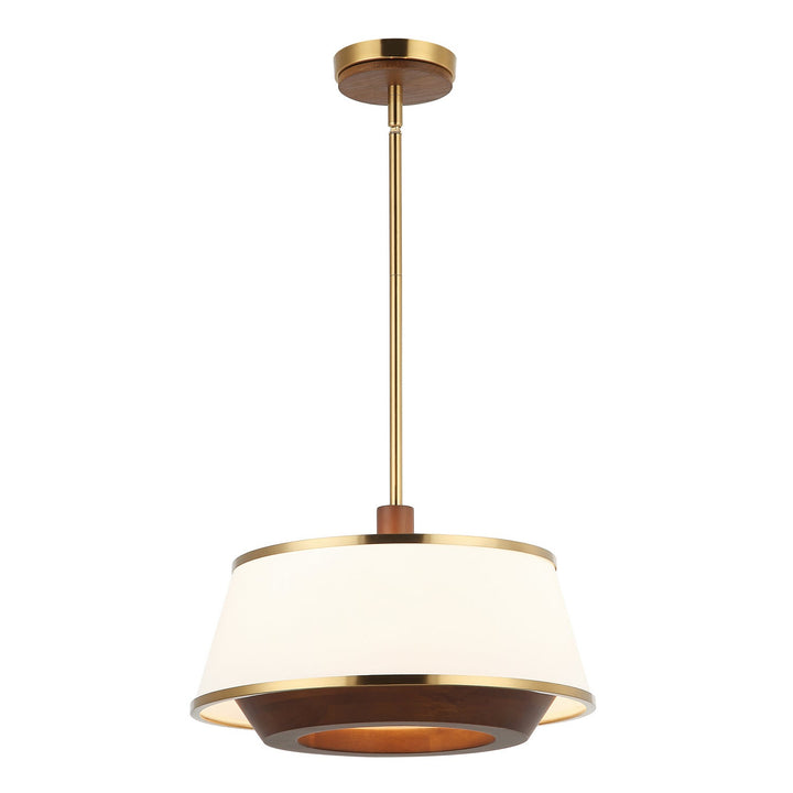 Desert Flyer Three Light Convertible Pendant/Semi-Flush in Satin Brass/Medium Walnut Varaluz