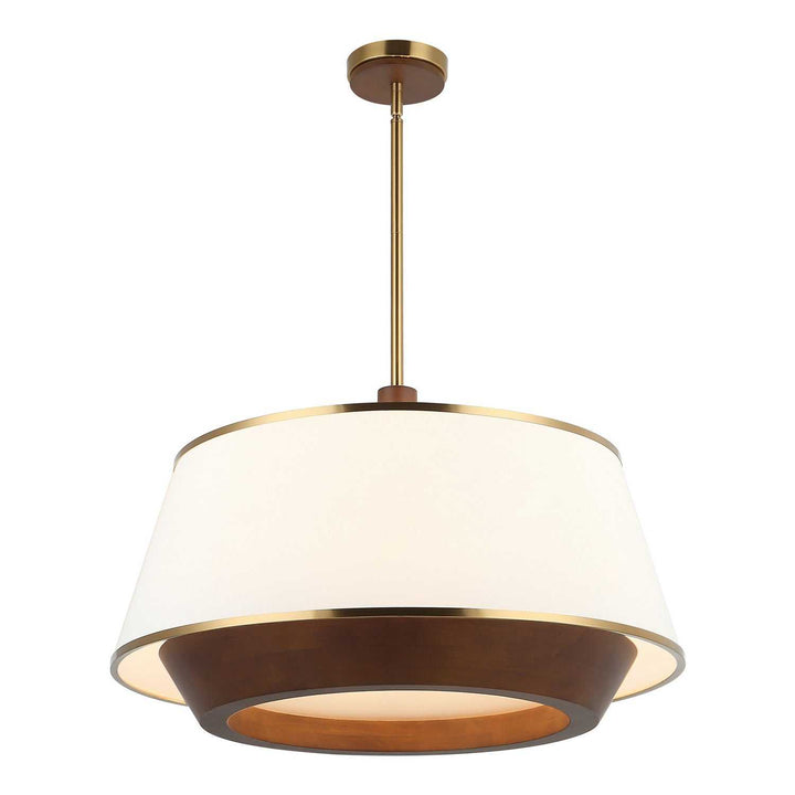 Desert Flyer Six Light Pendant in Satin Brass/Medium Walnut Varaluz