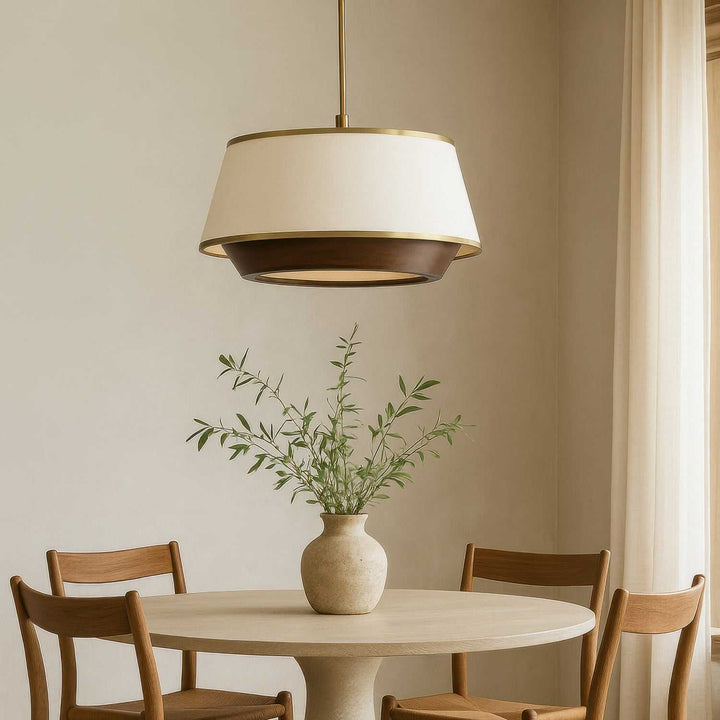 Desert Flyer Six Light Pendant in Satin Brass/Medium Walnut Varaluz