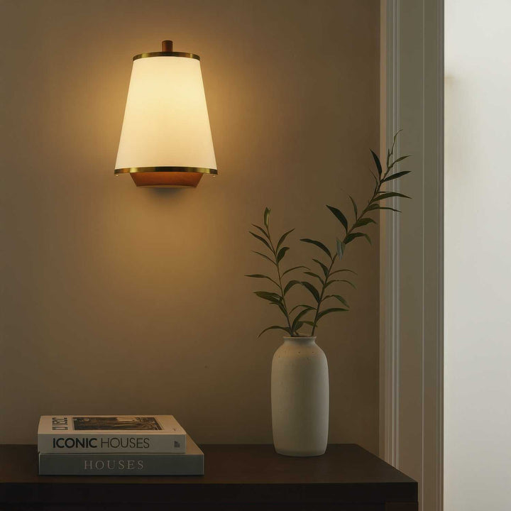 Desert Flyer Two Light Wall Sconce in Satin Brass/Medium Walnut Varaluz