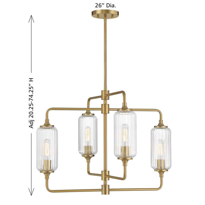 Holton Four Light Chandelier in Warm Brass Savoy House