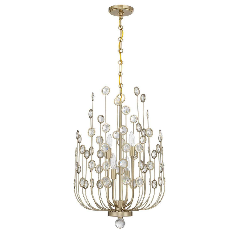 Irina Four Light Chandelier in Noble Brass Savoy House