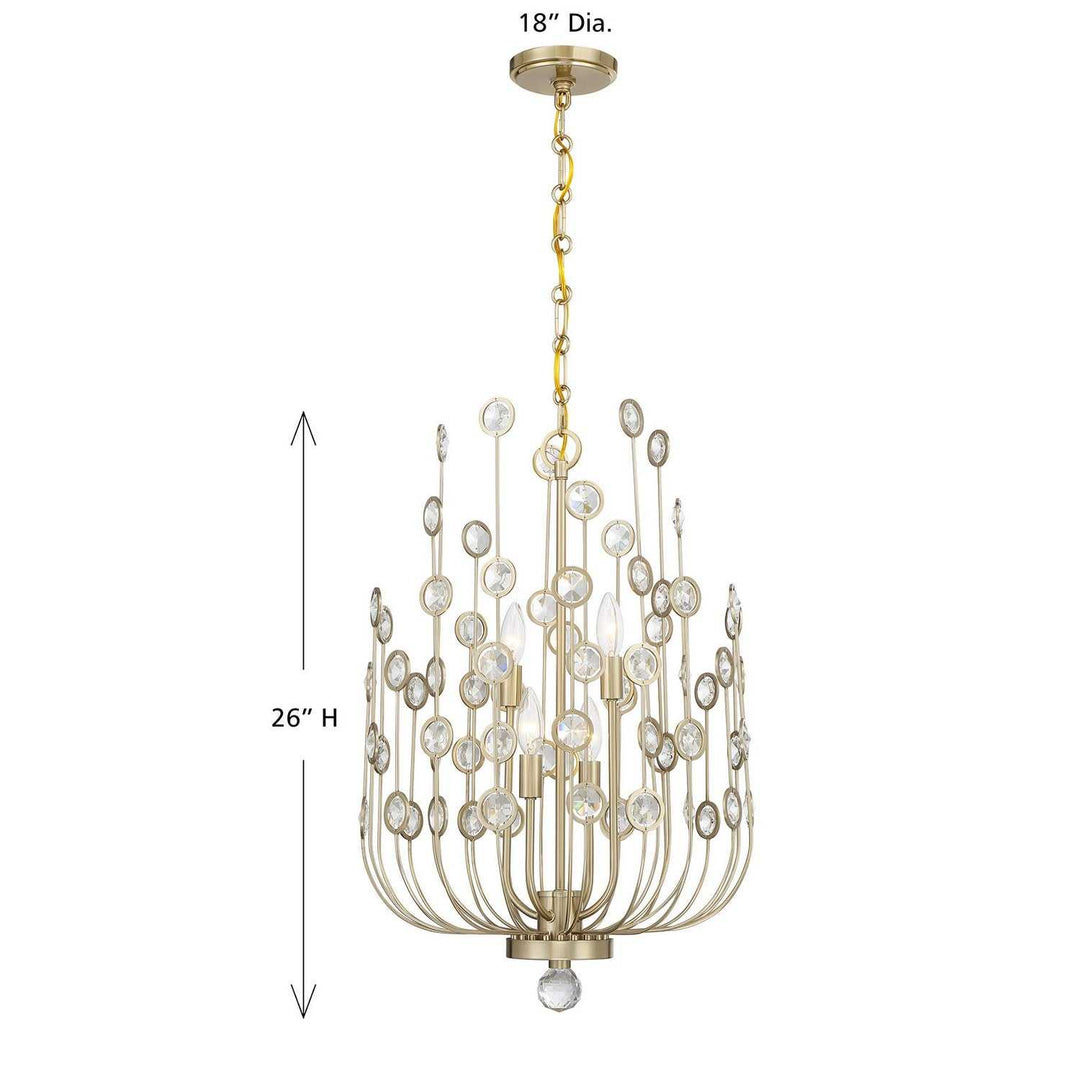 Irina Four Light Chandelier in Noble Brass Savoy House