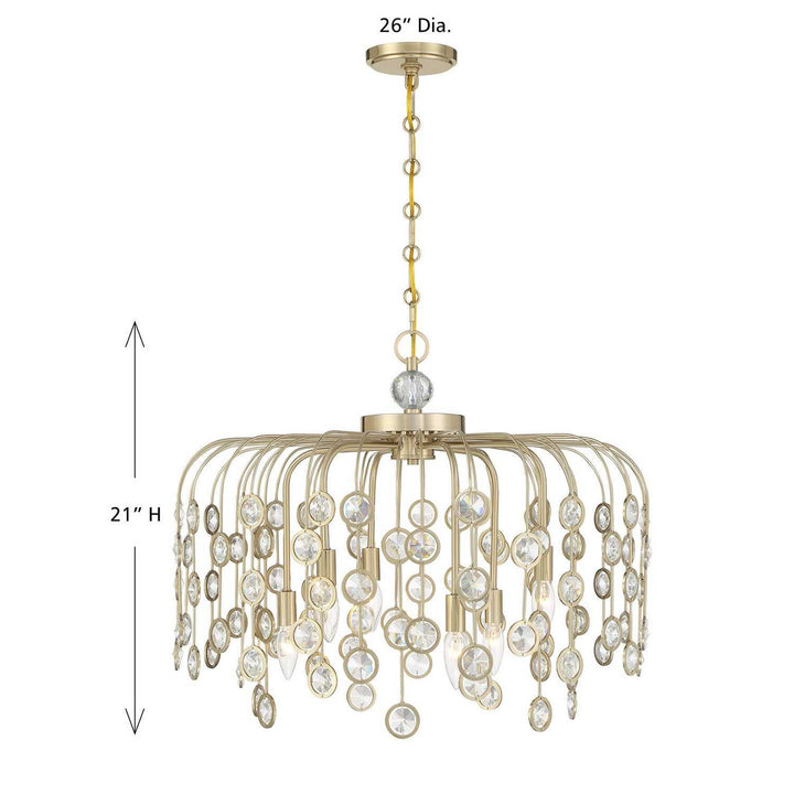 Irina Six Light Chandelier in Noble Brass Savoy House