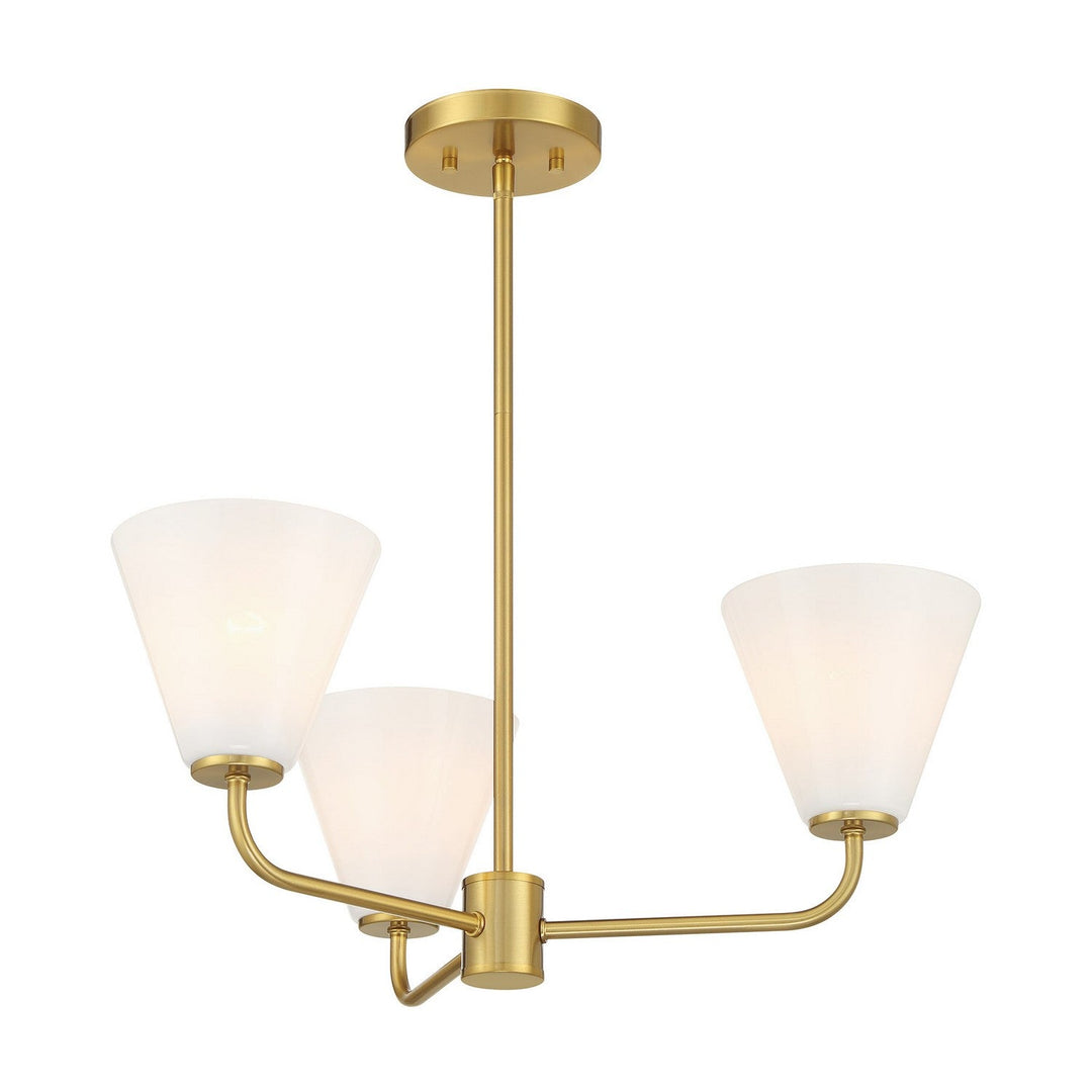Blair Three Light Chandelier in Warm Brass Savoy House