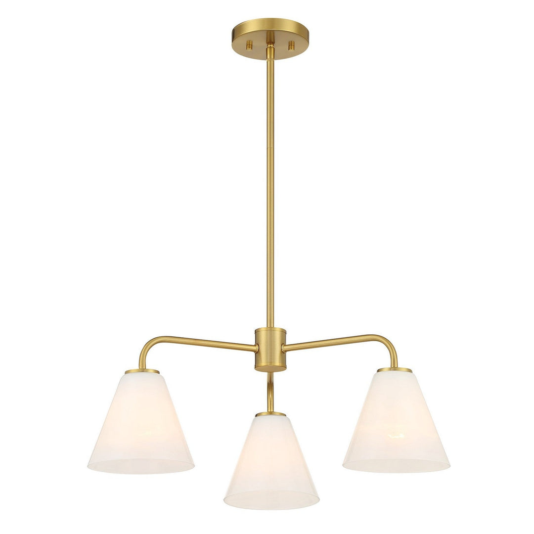 Blair Three Light Chandelier in Warm Brass Savoy House