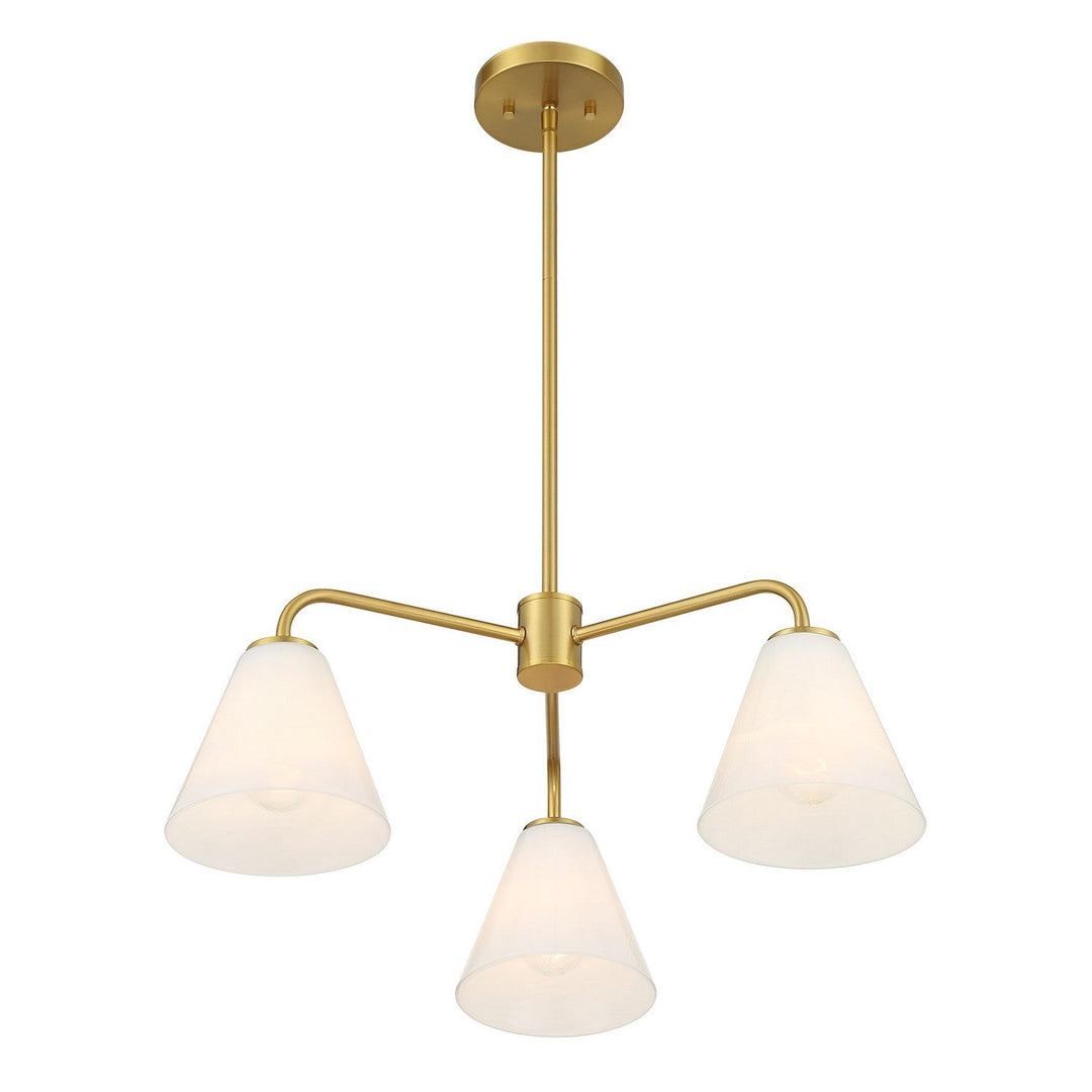 Blair Three Light Chandelier in Warm Brass Savoy House