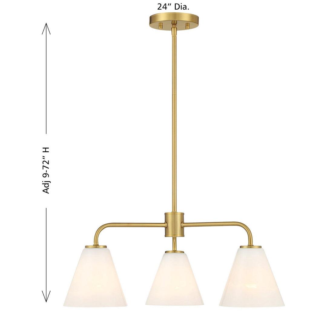 Blair Three Light Chandelier in Warm Brass Savoy House
