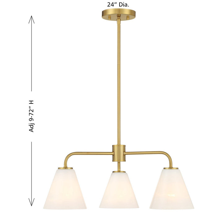 Blair Three Light Chandelier in Warm Brass Savoy House