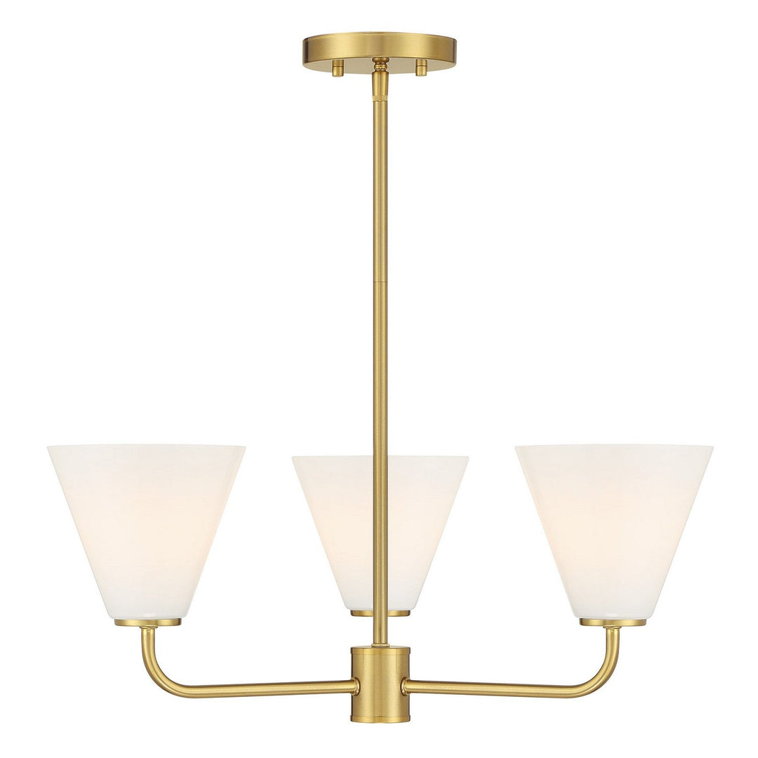 Blair Three Light Chandelier in Warm Brass Savoy House