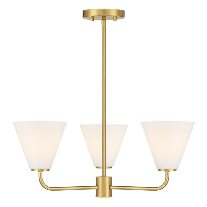 Blair Three Light Chandelier in Warm Brass Savoy House