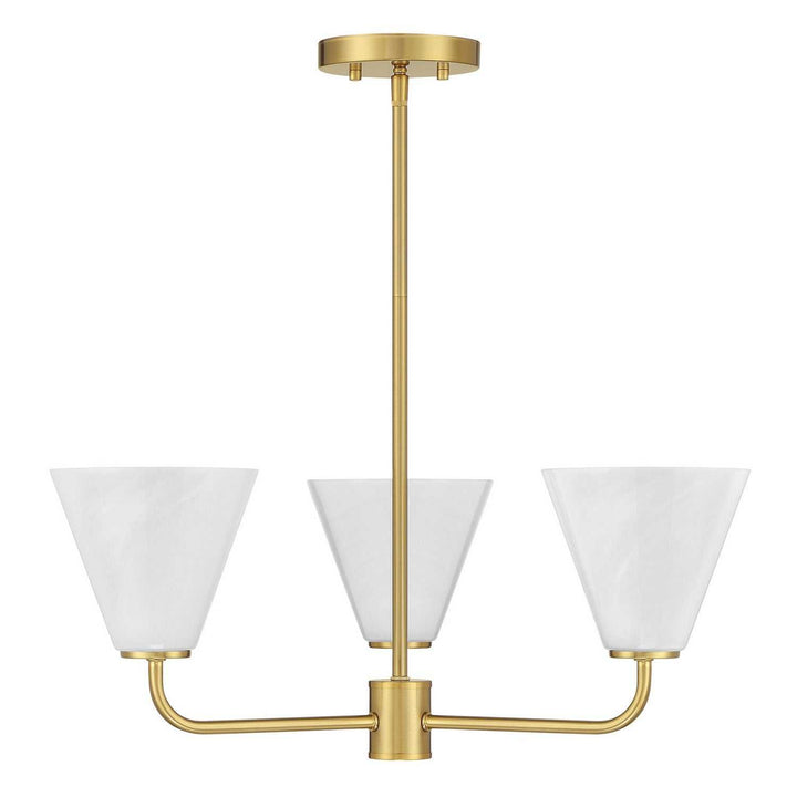 Blair Three Light Chandelier in Warm Brass Savoy House