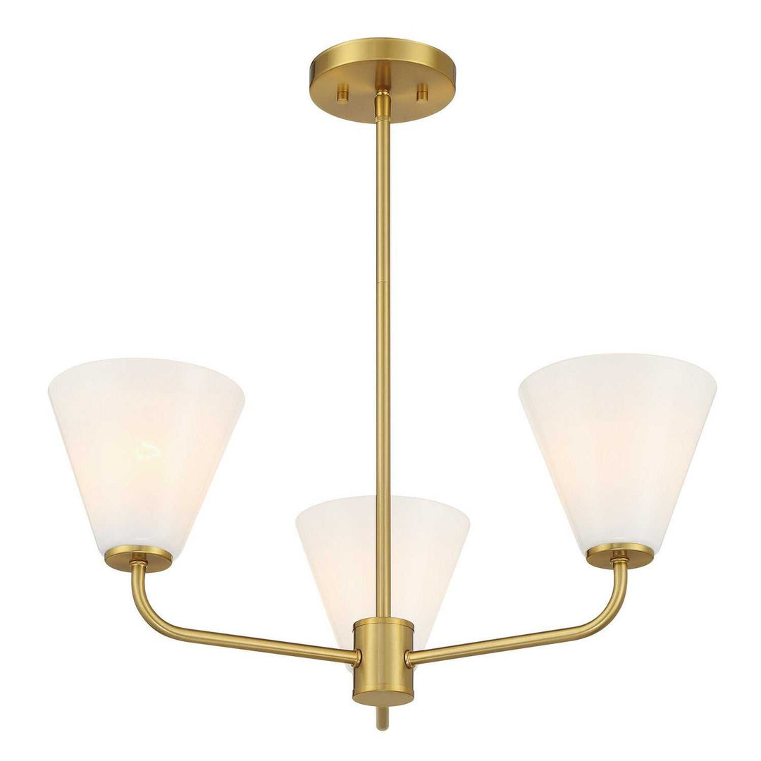 Blair Three Light Chandelier in Warm Brass Savoy House
