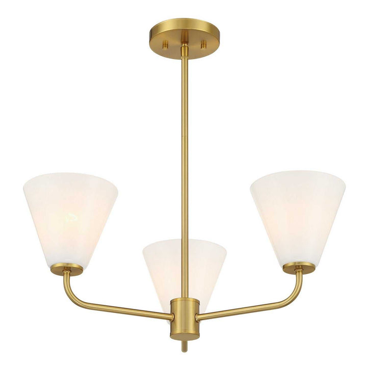 Blair Three Light Chandelier in Warm Brass Savoy House