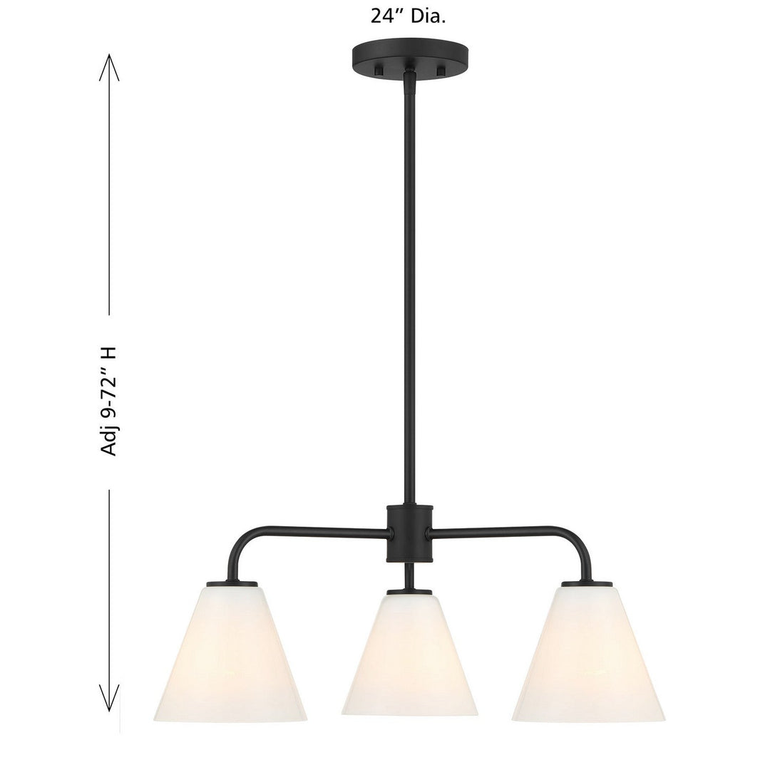 Blair Three Light Chandelier in Matte Black Savoy House