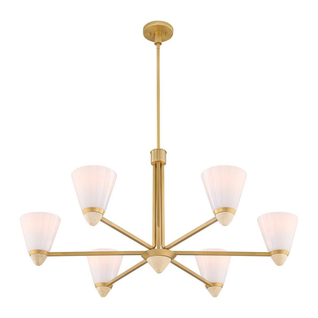Kohlman Six Light Chandelier in Warm Brass Savoy House