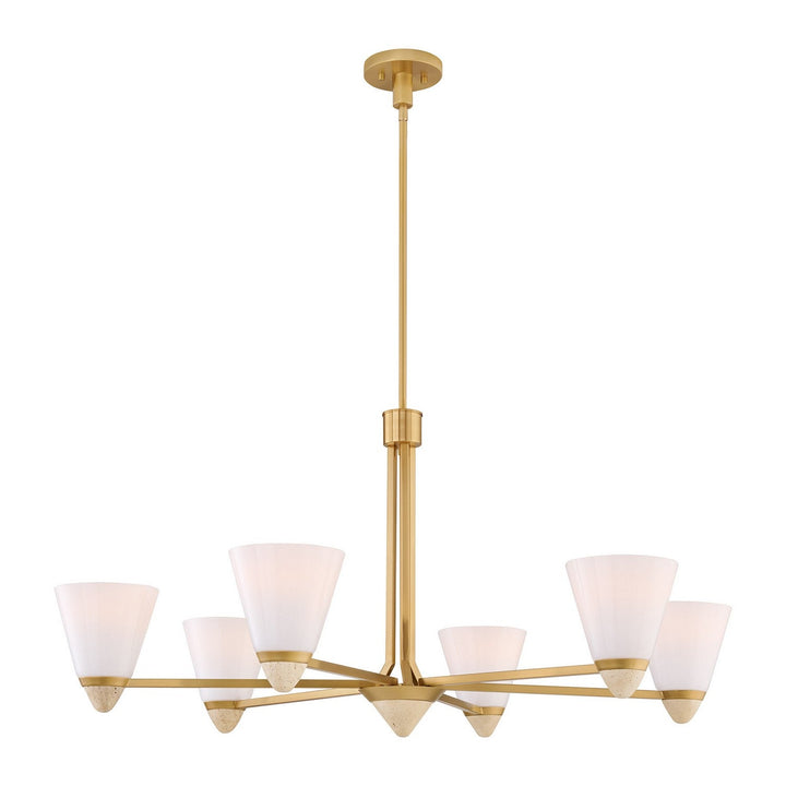 Kohlman Six Light Chandelier in Warm Brass Savoy House