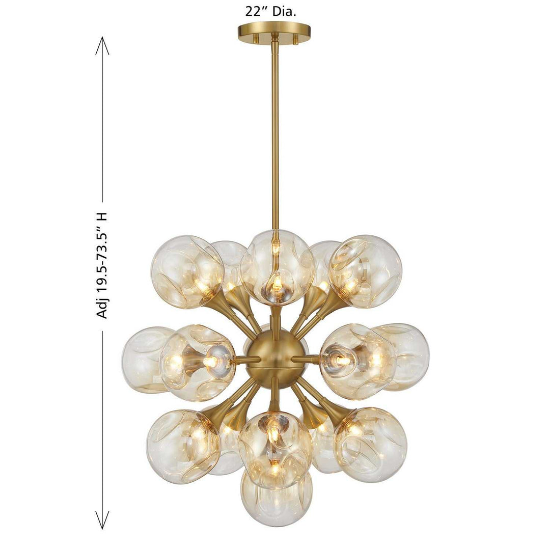 Matisse 16 Light Chandelier in Warm Brass Savoy House