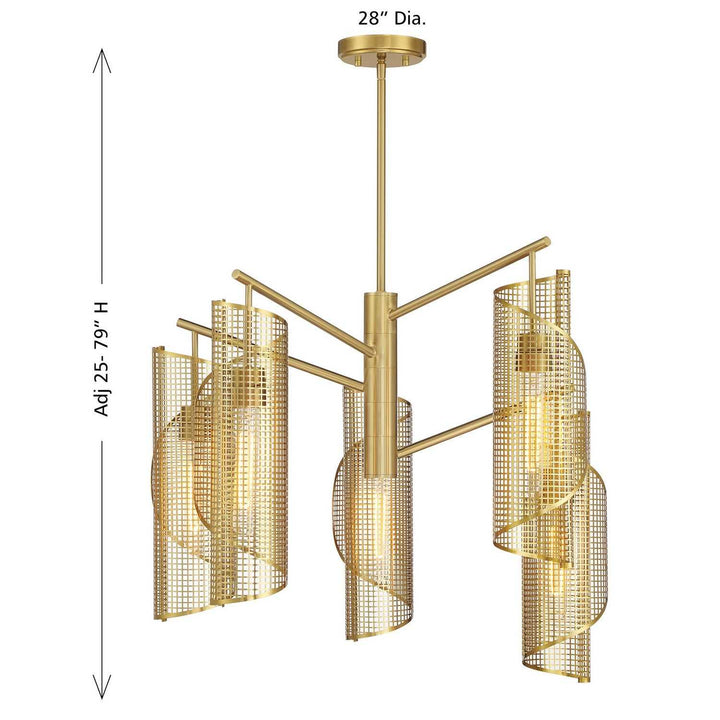 Hillbourne Five Light Chandelier in Warm Brass Savoy House