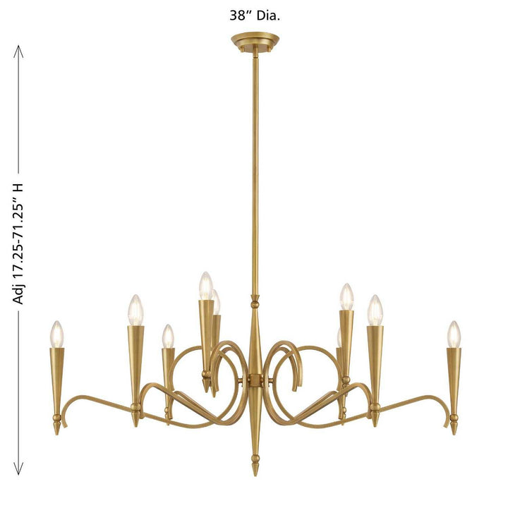 Tremont Nine Light Chandelier in Riviera Brass Savoy House