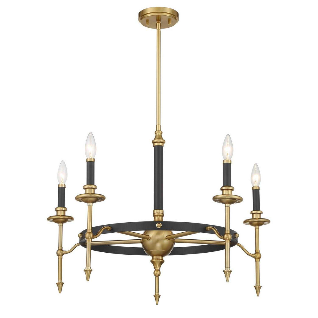 Savoy House - 1-9511-5-143 - Five Light Chandelier - Consulate - Matte Black/Warm Brass