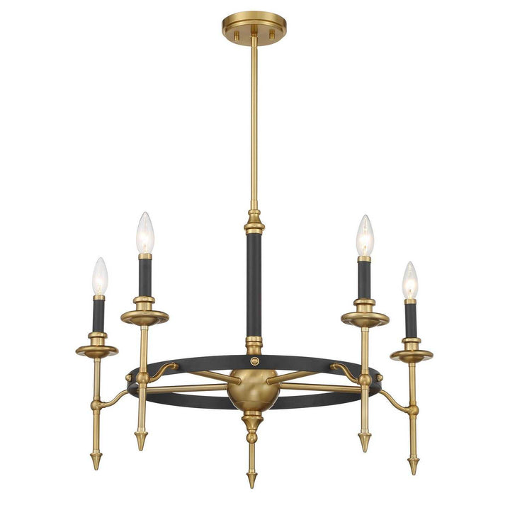 Savoy House - 1-9511-5-143 - Five Light Chandelier - Consulate - Matte Black/Warm Brass