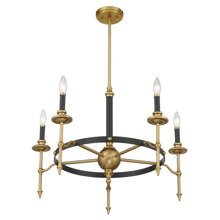 Savoy House - 1-9511-5-143 - Five Light Chandelier - Consulate - Matte Black/Warm Brass