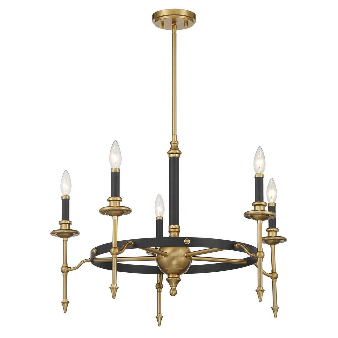 Savoy House - 1-9511-5-143 - Five Light Chandelier - Consulate - Matte Black/Warm Brass