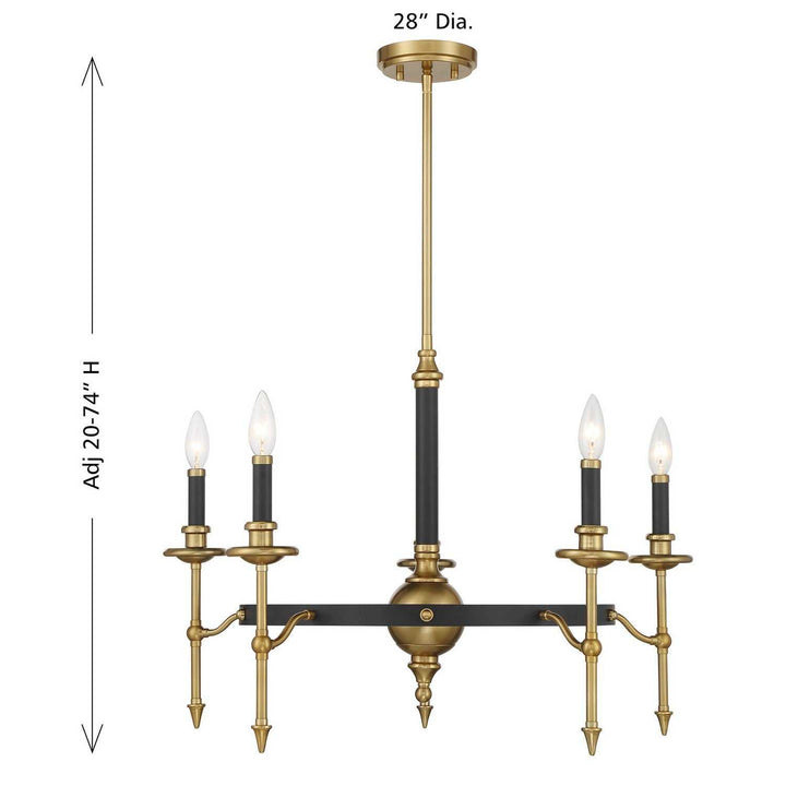 Savoy House - 1-9511-5-143 - Five Light Chandelier - Consulate - Matte Black/Warm Brass