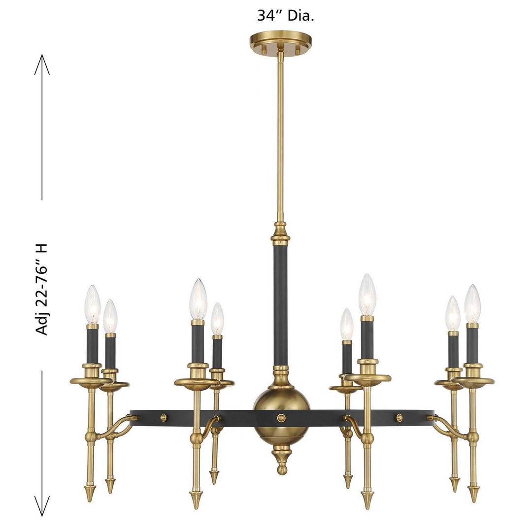 Savoy House - 1-9512-8-143 - Eight Light Chandelier - Consulate - Matte Black/Warm Brass