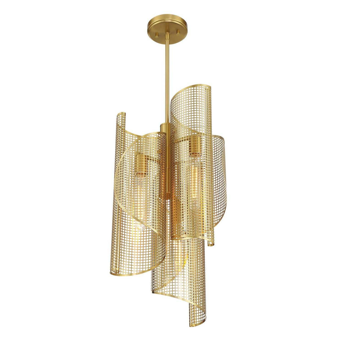 Hillbourne Three Light Pendant in Warm Brass Savoy House