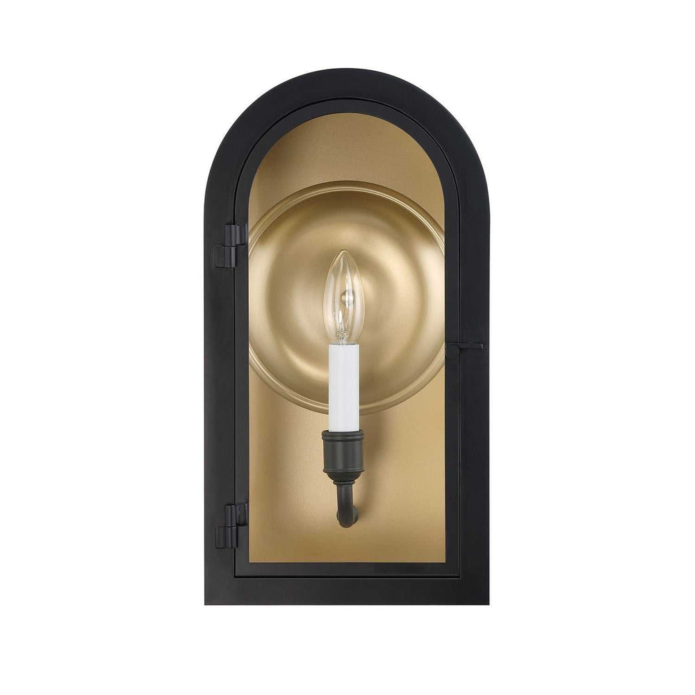 Grotto One Light Outdoor Wall Lantern in Matte Black with Vintage Gold Savoy House