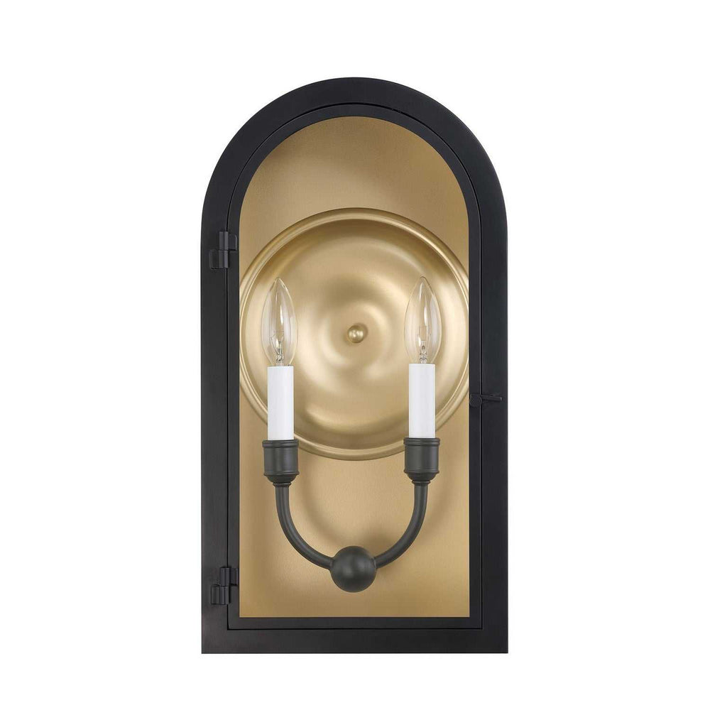 Grotto Two Light Outdoor Wall Lantern in Matte Black with Vintage Gold Savoy House