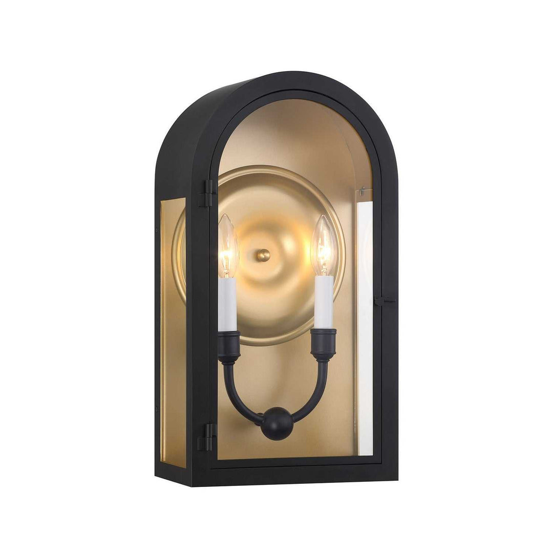 Savoy House - 5-411-331 - Two Light Outdoor Wall Lantern - Grotto - Matte Black w/Vintage Gold