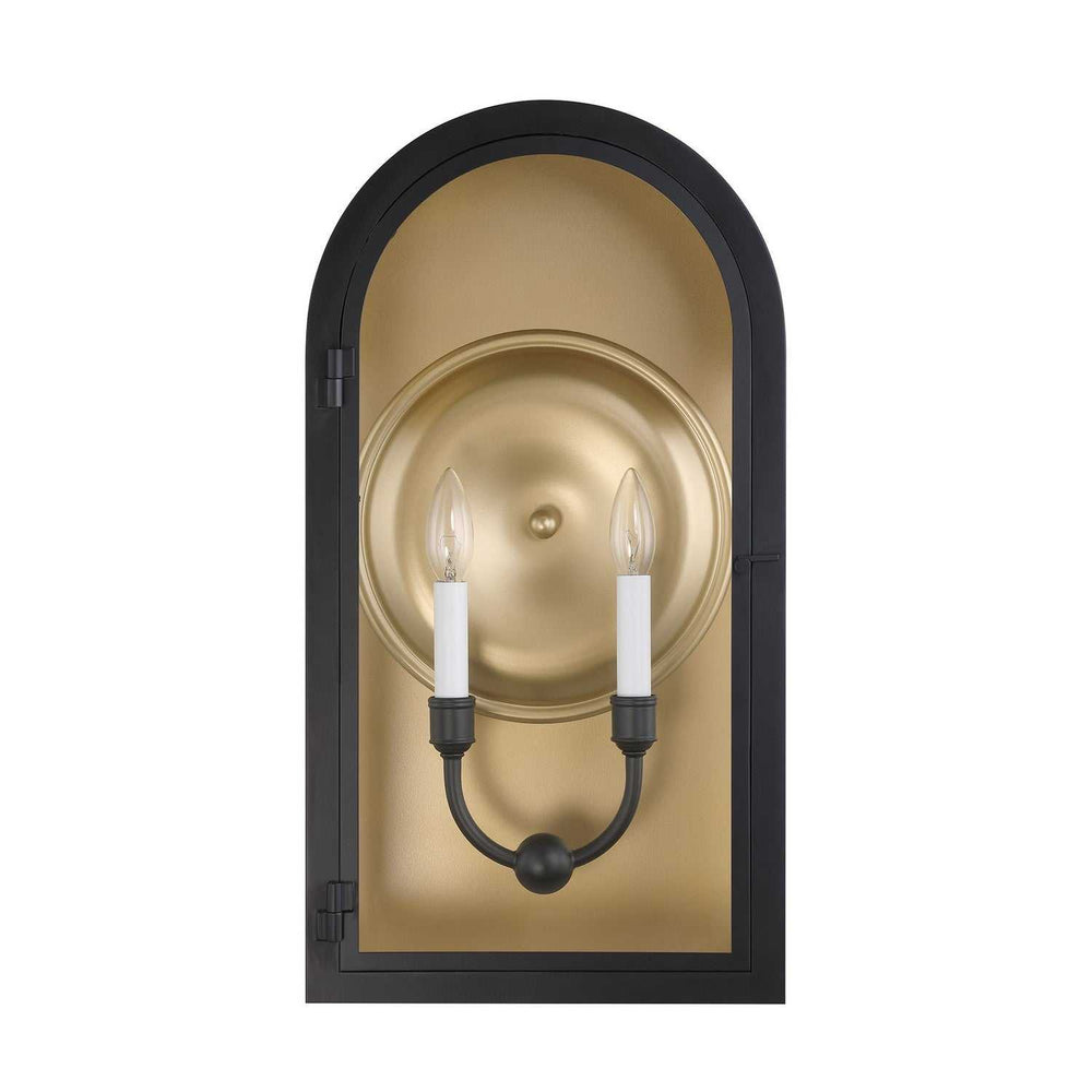 Grotto Two Light Outdoor Wall Lantern in Matte Black with Vintage Gold Savoy House