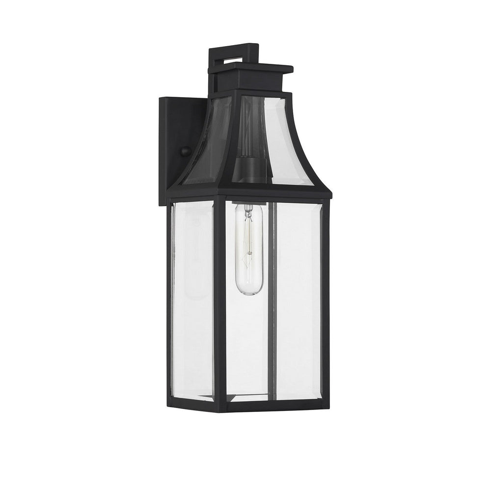 Emery One Light Outdoor Wall Lantern in Matte Black Savoy House