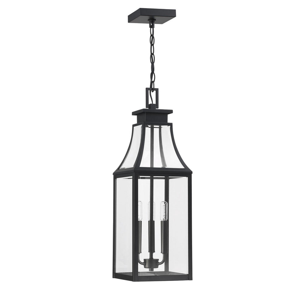 Emery Three Light Outdoor Hanging Lantern in Matte Black Savoy House