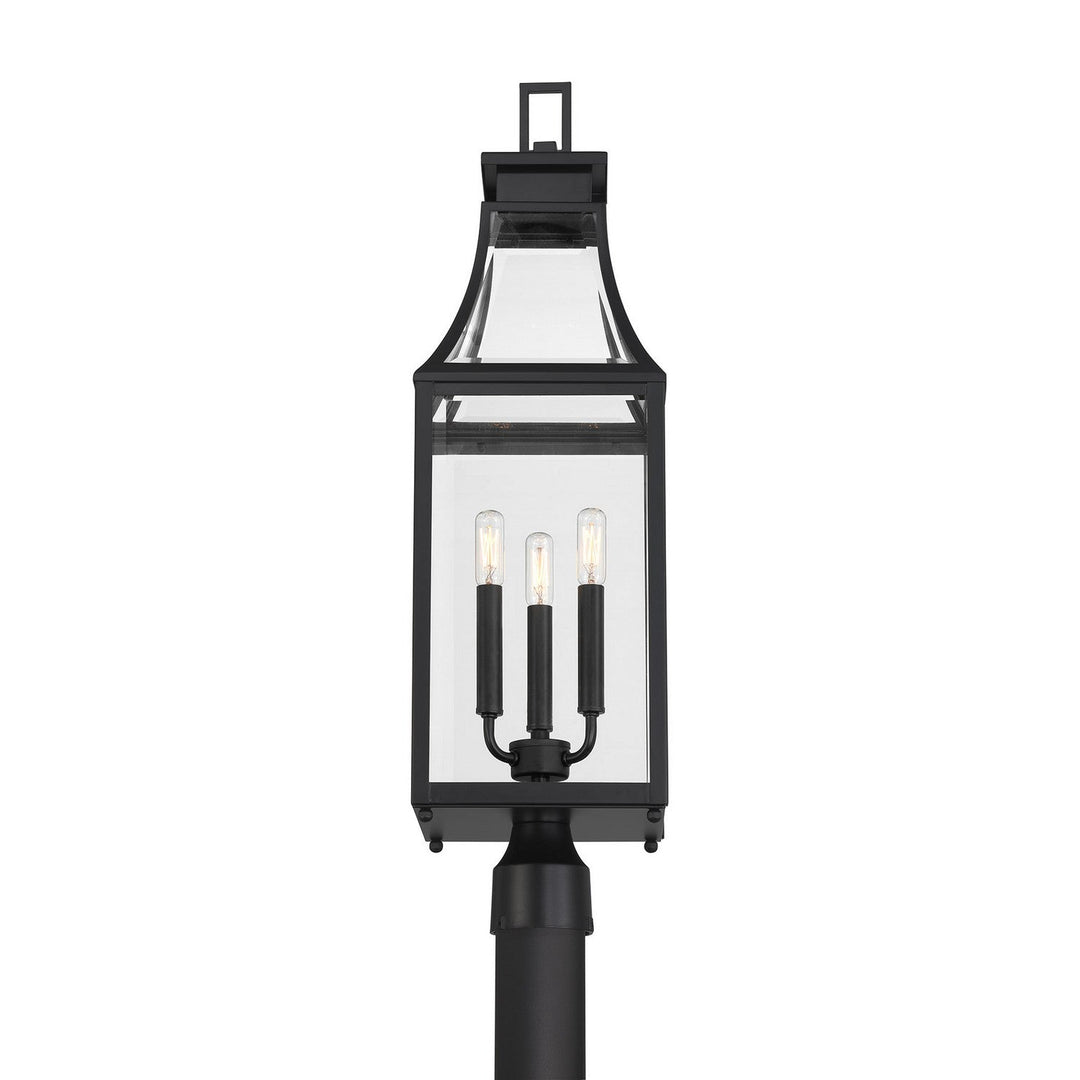 Emery Three Light Outdoor Post Lantern in Matte Black Savoy House