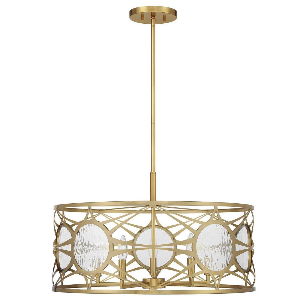 Balfour Five Light Convertible Semi-Flush /Pendant in Warm Brass Savoy House