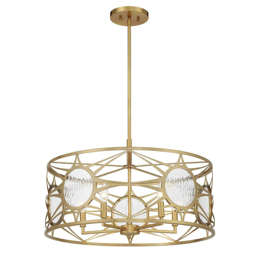 Balfour Five Light Convertible Semi-Flush /Pendant in Warm Brass Savoy House