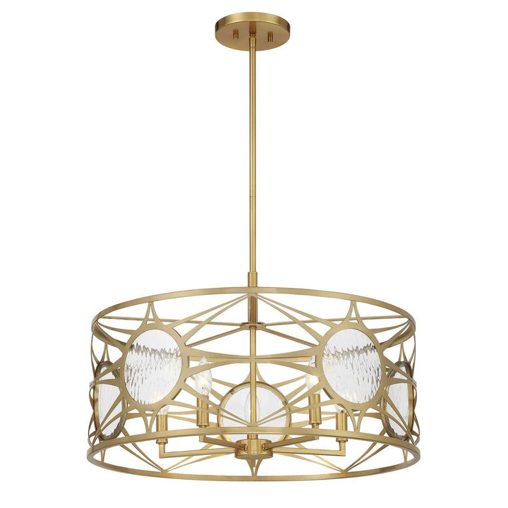 Balfour Five Light Convertible Semi-Flush /Pendant in Warm Brass Savoy House
