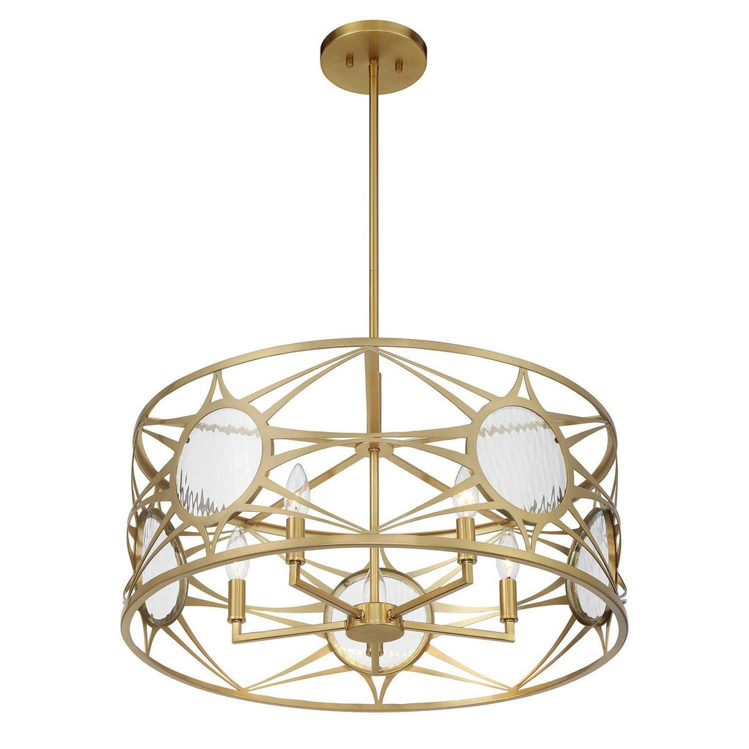 Balfour Five Light Convertible Semi-Flush /Pendant in Warm Brass Savoy House