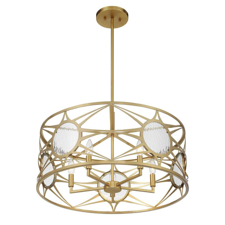 Balfour Five Light Convertible Semi-Flush /Pendant in Warm Brass Savoy House