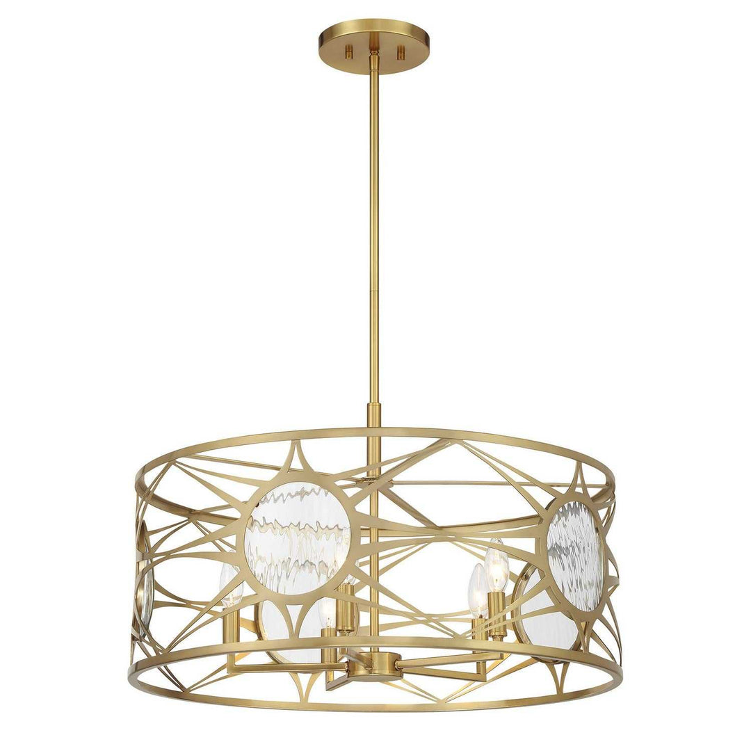 Balfour Five Light Convertible Semi-Flush /Pendant in Warm Brass Savoy House