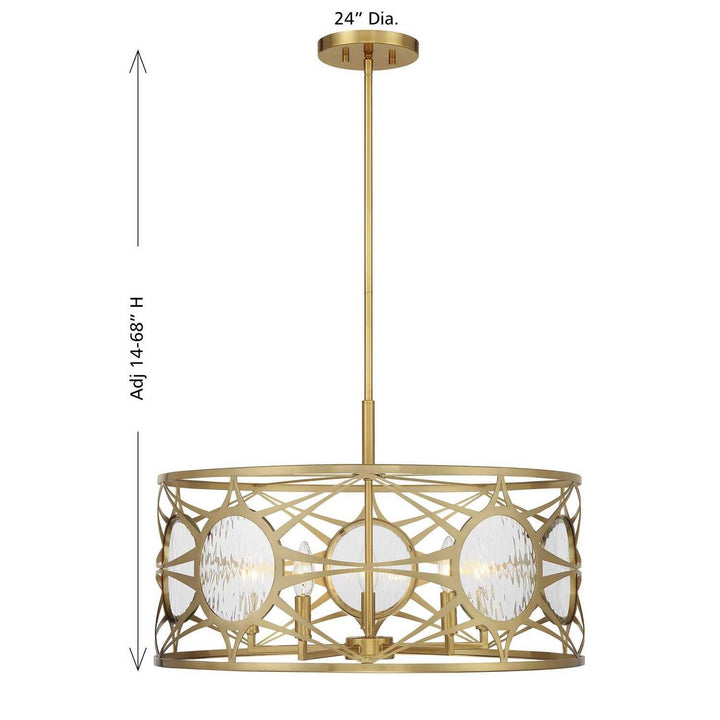 Balfour Five Light Convertible Semi-Flush /Pendant in Warm Brass Savoy House