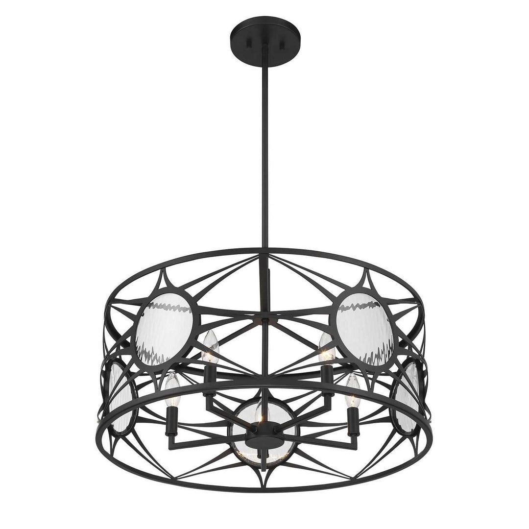 Balfour Five Light Convertible Semi-Flush /Pendant in Matte Black Savoy House